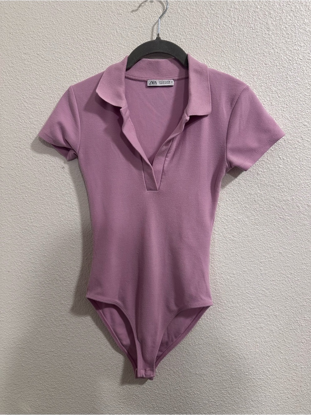 ZARA Lilac Polo-Style Short Sleeve Bodysuit